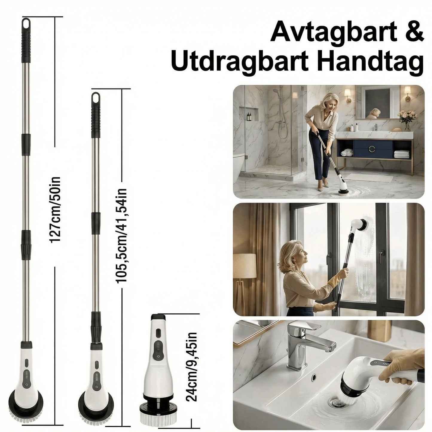 SwiftSpin™ – 9-i-1 Elektrisk Skrubbborste för Hemmet